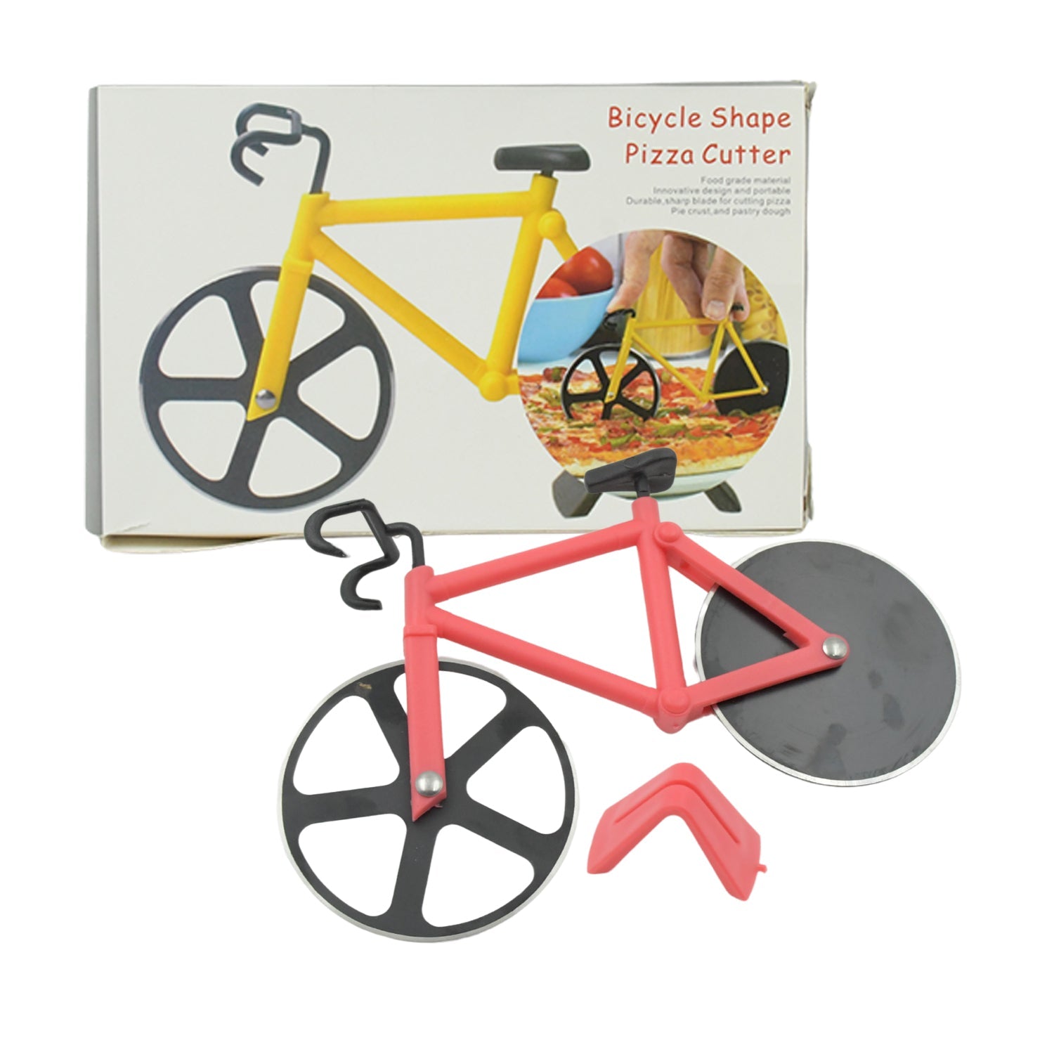 Stainless steel Bicycle shape Unbreakable Handle Pizza cutter | Pastry Cutter | Pizza Slicer with Grip on Handle and Stainless Steel Blade (1 Pc) Stainless steel Bicycle shape Unbreakable Handle Pizza cutter | Pastry Cutter | Pizza Slicer with Grip on Handle and Stainless Steel Blade (1 Pc)